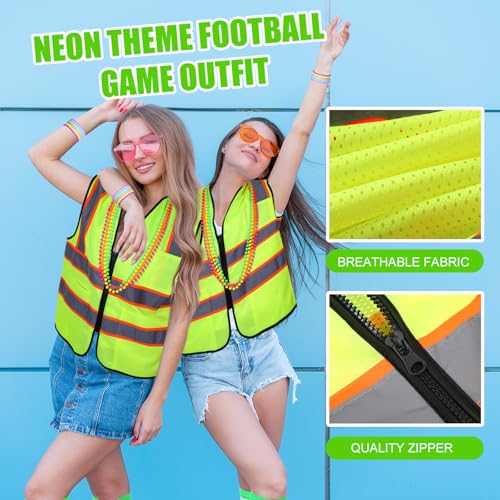Skicuff Neon Outfit Neon Costume Accessories Reflective Vest Sunglasses Necklace Bracelet for Glow Party Football Game