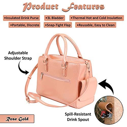Primeware Insulated Drink Purse w/ 3L Bladder Bag | Thermal Hot and Cold Storage | Portable Drinking Dispenser for Wine, C...