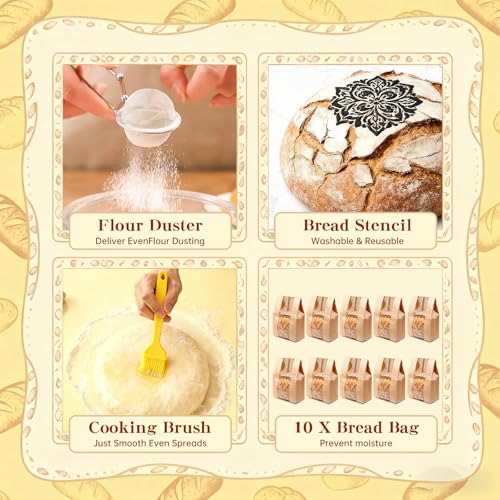 Sourdough Starter Kit, Sourdough Bread Baking Supplies, Round & Oval Banneton Bread Proofing Basket, Bread Sling, Starter ...