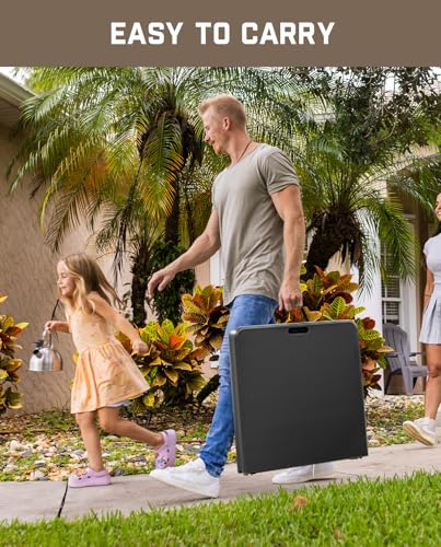FanttikOutdoor 4ft Portable Folding Table, One-Handed Height Adjustment, 4 Heights, Gravity Lock, Carry Handle, Indoor Out...
