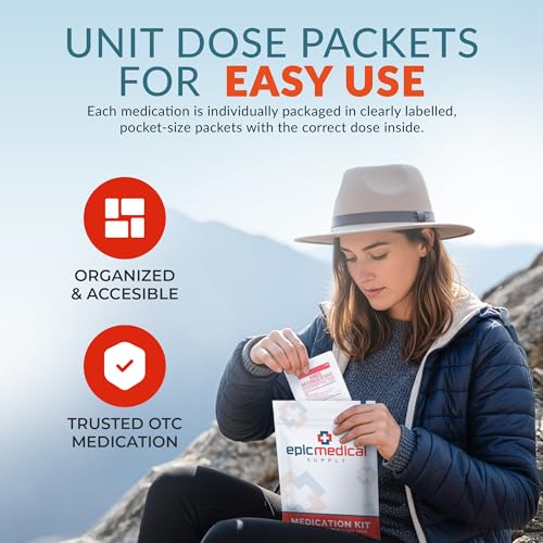 Epic Medical Supply First Aid Kit Medication Refill – 28-Count Unit Dose Packets – Emergency Medicine Kit Pills for 1st Ai...