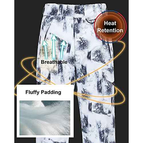 CREATMO US Men's Snow Pants Ski Bibs Waterproof Insulated Winter Snowboard Cargo