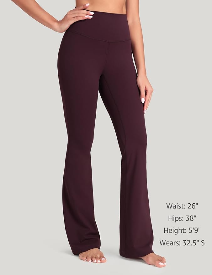 HeyNuts Harmony Flare Leggings 29"/30.5"/32.5"/34.5", High Waisted Tummy Control Wide Leg Bootcut Yoga Pants Lounge Soft