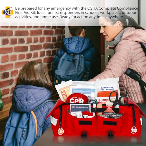 MFASCO OSHA & ANSI Complete Compliance First Aid Kit - Bleeding Control - Bodily Fluids Cleanup - Worksite & Vehicle - Por...