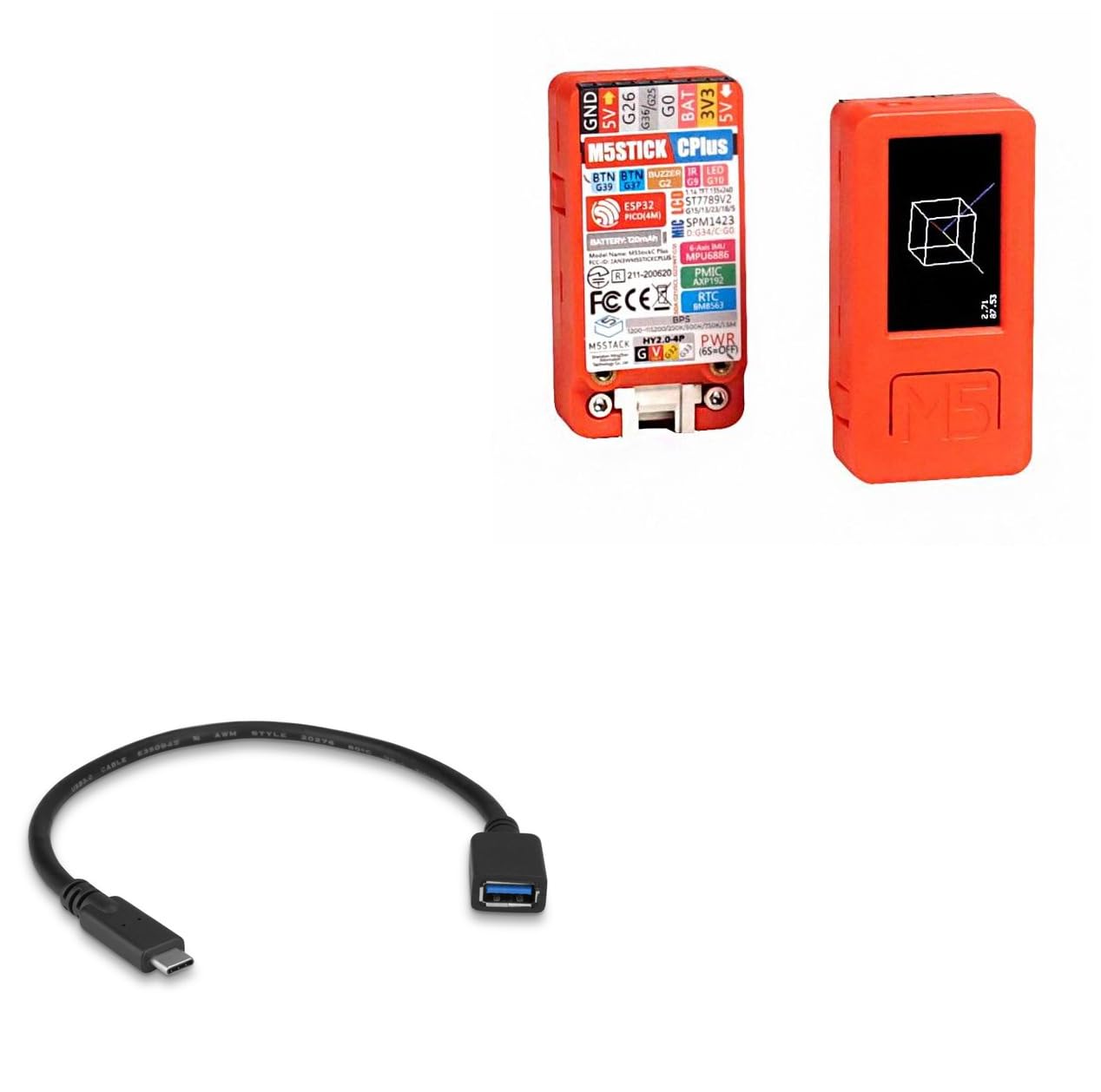 Boxwave Cable Compatible With M5Stack M5Stickc Plus Esp32-Pico Mini Iot Development Kit - Usb Expansion Adapter, Add Usb Connect