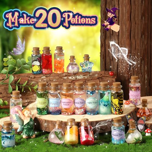 wookidel Fairy Magic Craft Kit for Kids with 20PCS Potion Bottles - Fairy Magical Potions Making Craft Kit - Gift for Chri...