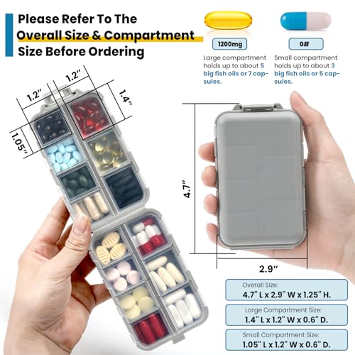 3 Pack 14 Grids Travel Pill Organizer Box with 415-Pcs Medicine Name Labels - Pocket Daily Pharmacy Case Container Kit - T...