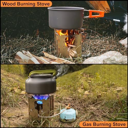 Hotdevil Camping Solo Stove Stainless ALL-Fuel Folding Backpacking Stove Single Burner Fire Pit Portable Butane Fuel Stove...