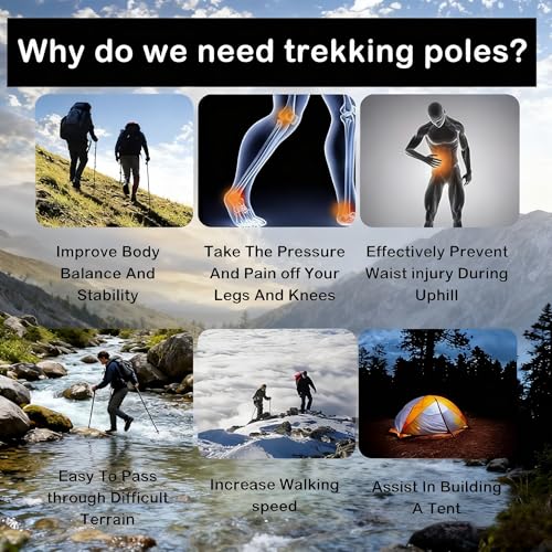 Retractable Trekking Pole Aluminum Alloy Walking Poles Portable Hiking Pole Suitable for Outdoor Activities Such as Mounta...