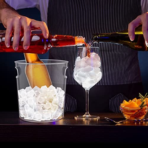 Tessco 12 Pcs Plastic Ice Buckets Clear Large Champagne Wine Cooler Bucket with Handle Portable Drinks Beverage Tubs Chill...