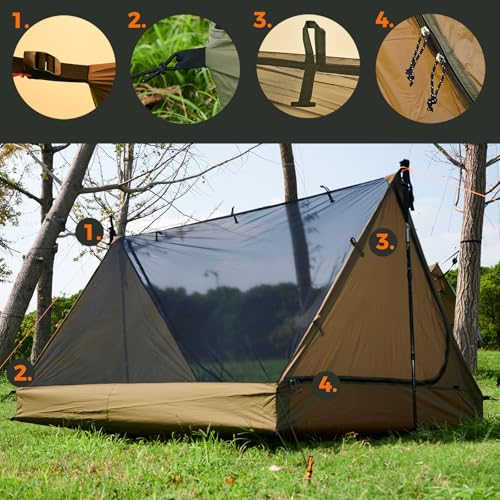 onewind Mesh Tent for 2 Person, 2 Openings Inner Tent for Tarp Ultralight Trekking Pole Tent Tarp Backpacking Netting Tent...