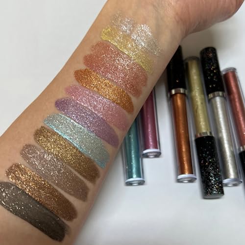 ONarisae Liquid Glitter Eyeshadow Shining Eye Shadow Makeup Shimmer Long Lasting Quick-Drying (Gold)