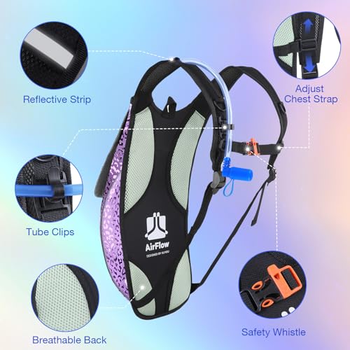 Rave Hydration Pack, Hydration Backpack with 2L Hydration Bladder, Festival Essential Water Backpack for Hiking, Running, ...