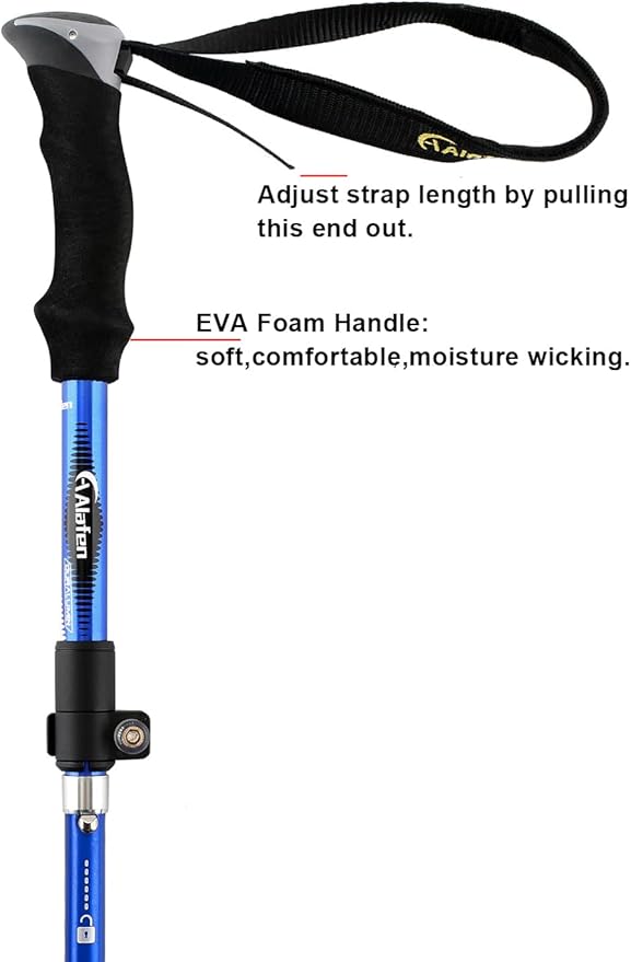 Aluminum Collapsible Ultralight Travel Trekking Hiking Pole for Men and Women (Fits 5'3" - 6'2")