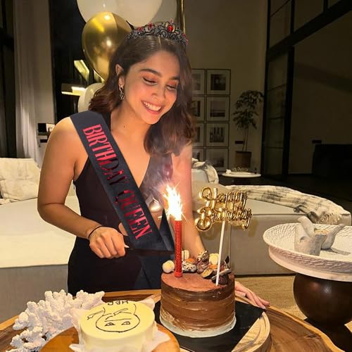 COCIDE Birthday Sash for Women Happy Birthday Crown Tiaras for Women Queen Princess Headband for Party Decoration Girl Bla...