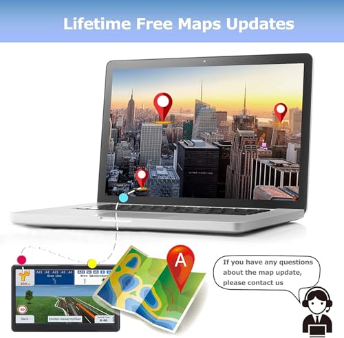 GPS Navigator for Car Truck RV, Latest 2025 Map, 7 inch Touch Screen Real Voice Spoken Turn-by-Turn Direction Reminding Na...