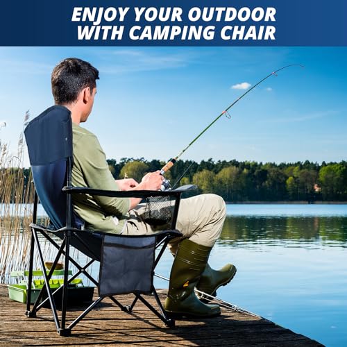 SAILARY Folding Camping Chair with Cup Holder and Cooler Bag, Portable Outdoor Chair for Camping, Fishing, Beach, Picnic, ...