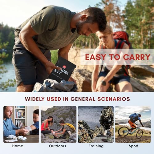 Trauma Kit, Compact IFAK Tactical Emergency Medical First Aid Kits Refill Supplies Survival Hemostatic Combat Wound Care D...