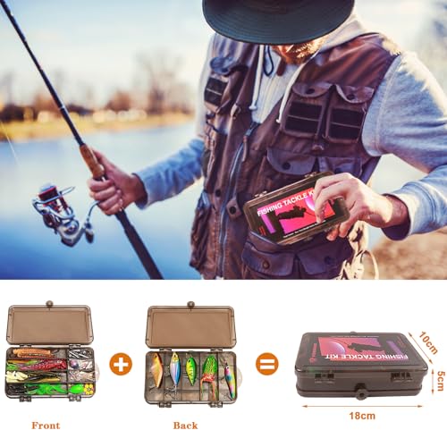 FONMANG 322-Piece Fishing Lures Kit - Buzz Bait/Spinner Baits/Jig/Frog, Fishing Tackle Box with Tackle Included, Soft Bai...