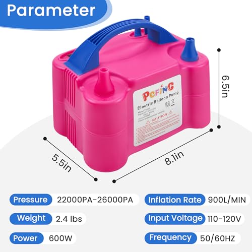 PCFING Balloon Pump Electric, Portable Balloons Inflator Blower Machine with Balloon Tie Tool & Dual Nozzle