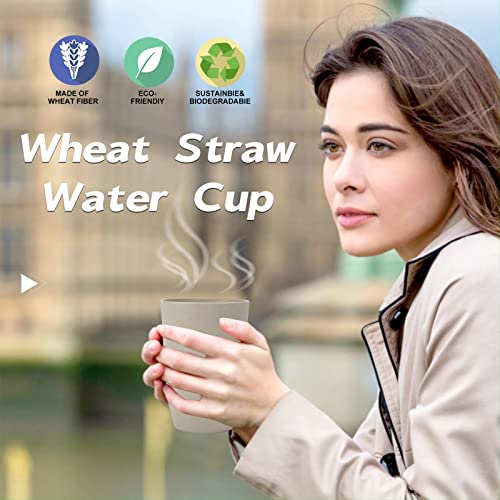 Wrova Wheat Straw Cups 6 PCS Good Alternative to Plastic Reusable Cups 20 oz Unbreakable Drinking Cup Reusable Dishwasher ...