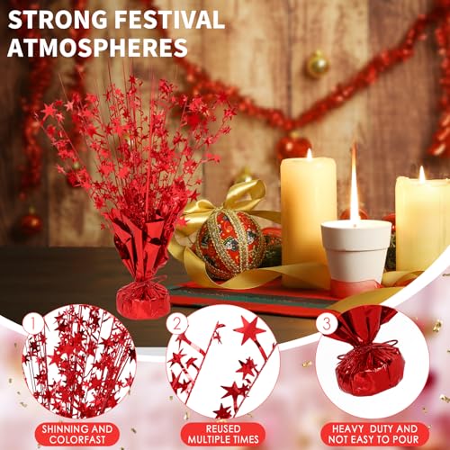 Red Foil Star Centerpiece, 6 Pack Metallic Foil Spray Centerpieces Table Decoration Burst Tabletop Signs and Centerpiece f...