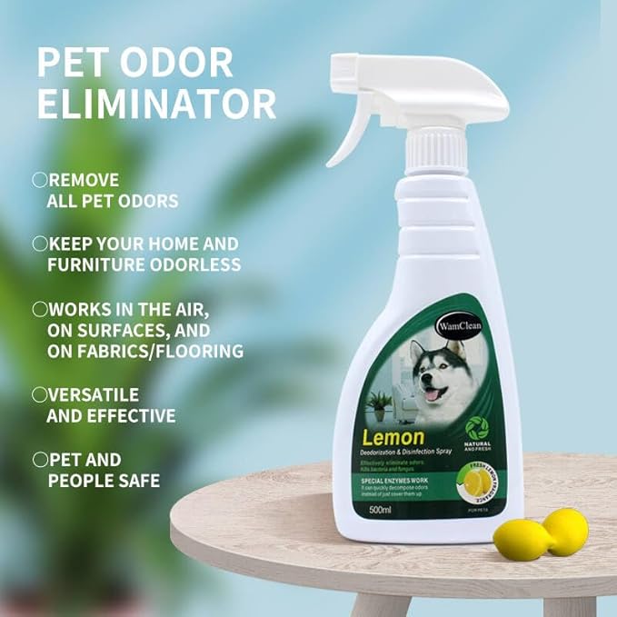 Pet Odor Stain Destroyer, Natural Lemon Oil strong Enzyme Cleaner, Fresh Scent, Pet-Safe Stain and Smell Remover, 500ml