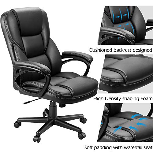 Furmax Office Executive Chair High Back Adjustable Managerial Home Desk Chair, Swivel Computer PU Leather Chair with Lumba...