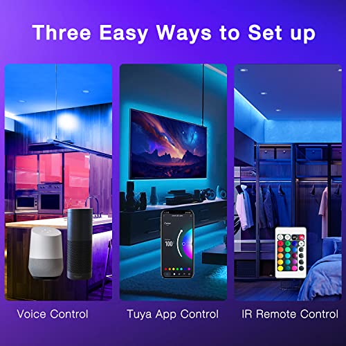DAYBETTER Smart WiFi Led Lights 100ft, Tuya App Controlled Led Strip Lights, Work with Alexa and Google Assistant, Timer S...
