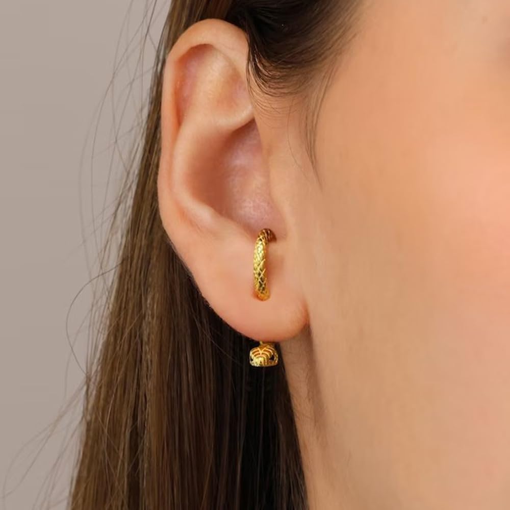 Gold Snake Earrings for Women Silver Snake Dangle Earrings Black Snake Drop Earrings Snake Jewelry Halloween Goth Earrings Punk Snake Accessories Gothic Earrings Sperppent Edgy Grunge Earrings (Style B - Gold)