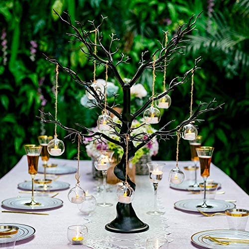 Sziqiqi Hanging Glass Globes Orbs Tea Light Candle Holders with Flameless LED Tealight for Wedding Ornaments, Wedding Birt...
