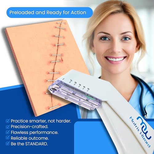 Disposable Skin Stapler (Suture Thread Alternative) with 55 Preloaded Wires Plus Stapler Remover Tool for Outdoor Camping ...