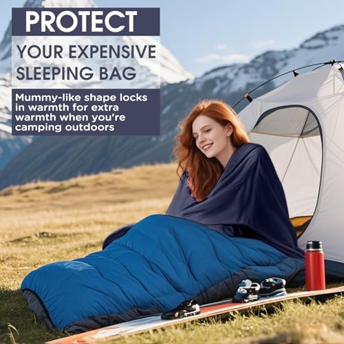 JAICOM Ultralight Sleeping Bag Liner - 5.3 oz Washable Adult Sleep Sack & Travel Sheets, Self Tan Sleep Sack with Two-Way-...