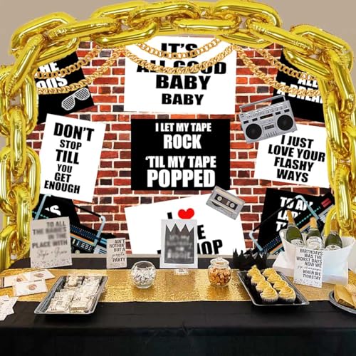 Sensfun Hip Hop 90s Theme Backdrop Retro Red Brick Wall Photography Background Back To The 90s Birthday Decorations Rap Mu...