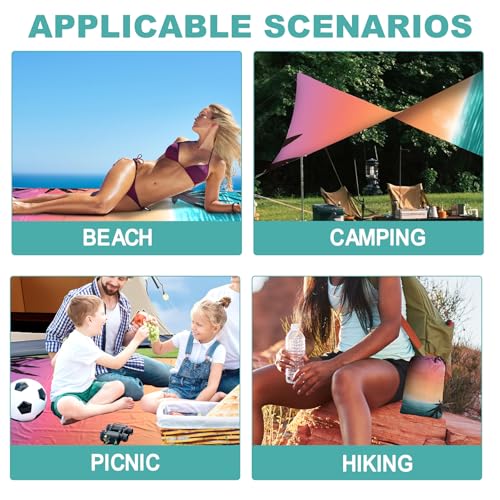 Koaizhsen Beach Blanket Waterproof Sandrproof Large Beach Mat 79" X 118" for 2-8 Adults Quick Drying Outdoor Picnic Mat 4 ...
