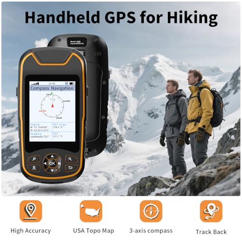 Handheld GPS for Hiking, Rugged and Waterproof Handheld GPS Navigator, 3.2" Sunlight Readable Screen, Compact Satellite Ha...