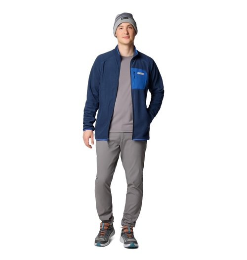 Columbia Men's Outdoor Tracks Full Zip II, Collegiate Navy/MTN Blue, Small