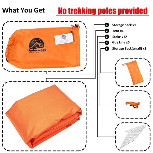 1 Person Trekking Pole Tent for Backpacking - Ultralight Backpacking Tent, Waterproof Hiking Tent for Camping, Lightweight...