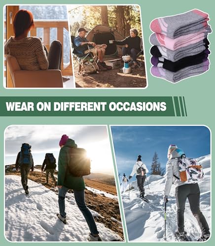 MQELONG Merino Wool Socks for Women Hiking Thermal Winter Thick Warm Cozy Boot Socks