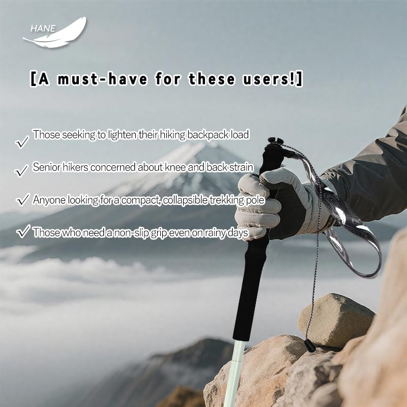 Kealing Carbon Fiber Trekking Poles, Set of 2 Folding Poles, 5 Sections, Ultralight, Trekking and Mountaineering, with Erg...
