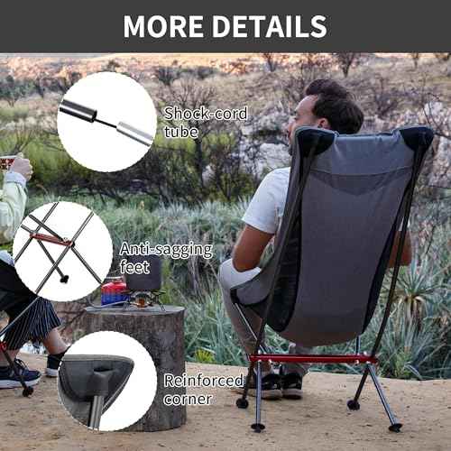 Naturehike Grey Camping Chair, Folding Lightweight Portable Compact Chair, Large Heavy Duty 330lbs for Adults, Hiking Camp Backpacking Travel Beach Picnic Fishing with Storage Bag