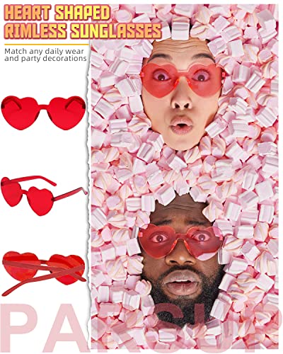 PARSUP 14 Pairs Heart Shaped Rimless Frameless Sunglasses Transparent Candy Color Glasses Tinted Eyewear Bachelorette Part...