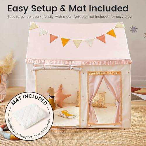 Tiny Land Kids Tent with Mat, Kids Play Tent for Toddlers, Playhouse for Kid Indoor, Ideal Toy Gift for 3+ Girls, Play Roo...
