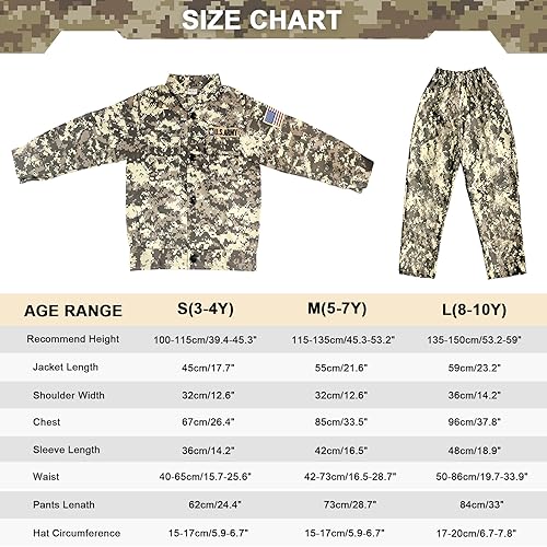 Kodvinp Army Costume For Kids, Military Soldier Costumes For Boys, Halloween Costumes Dress Up Role Play Set