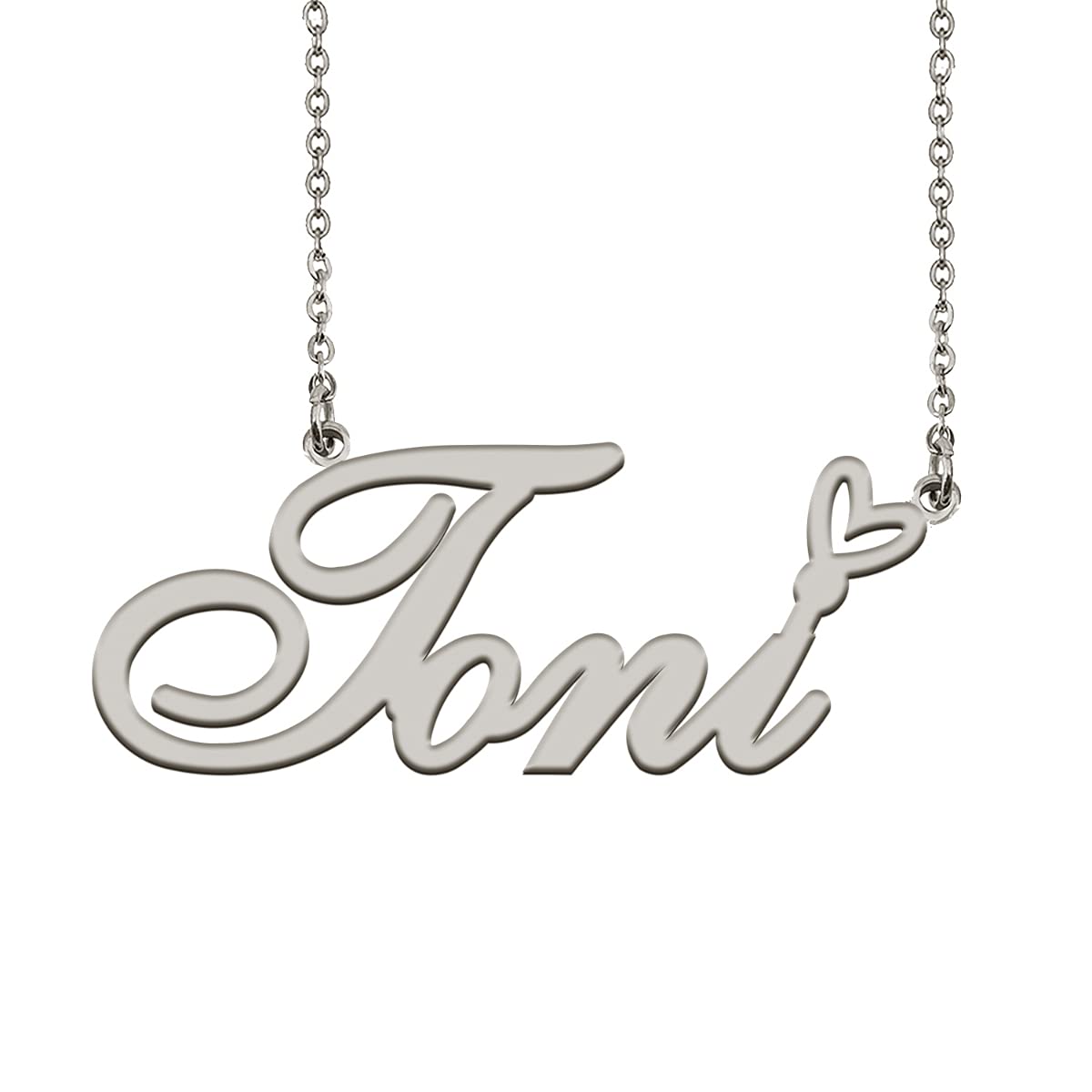HUAN XUN Personalized Name Necklace Silver Toni Necklace for Women Best Bridesmaid Heart Pendant Jewelry Gift