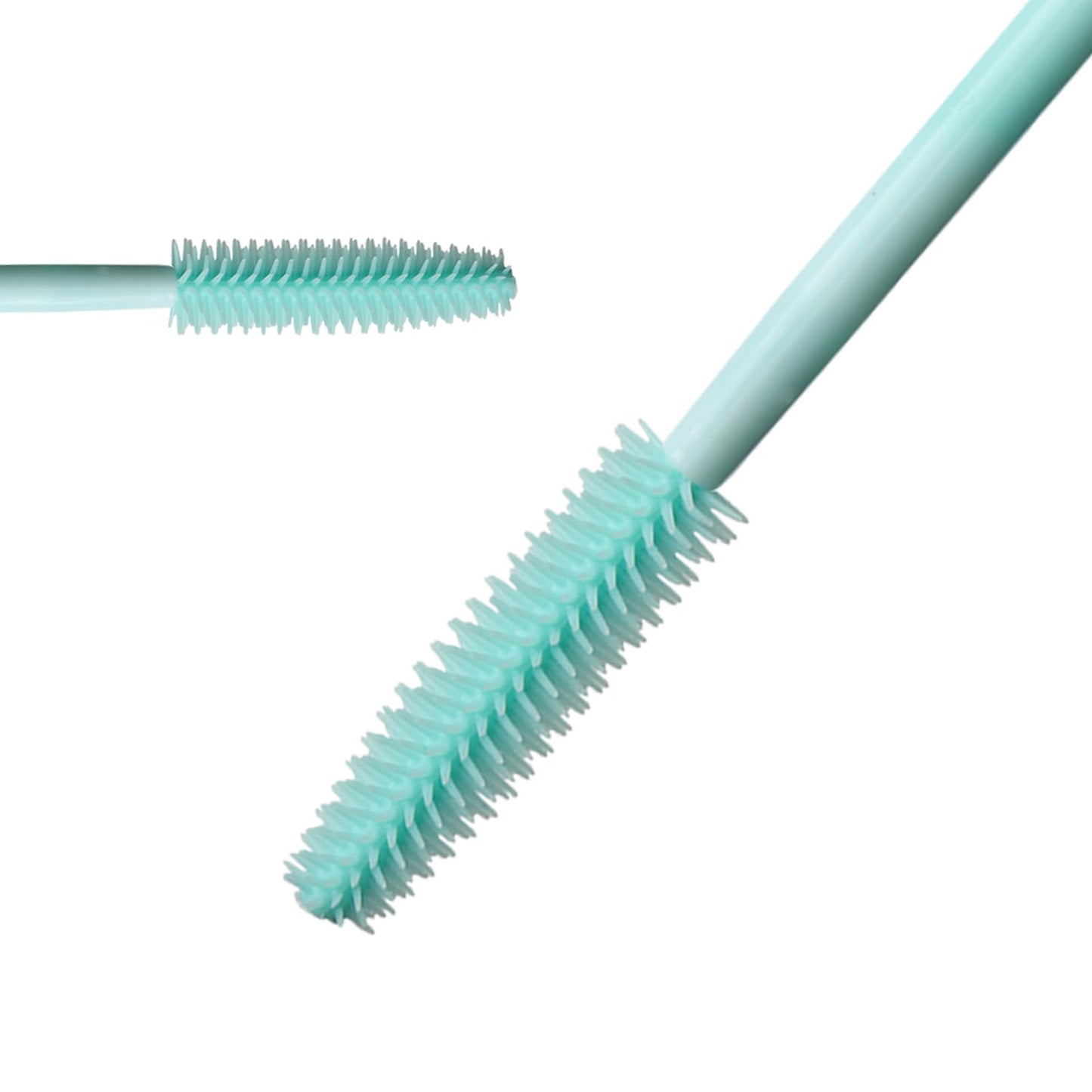 Mekupeu 50pcs Silicone Mascara Wand,Disposable Eyelash Brushes,Soft Lash Spoolie Brush For Eyelash Extensions (Mint green)