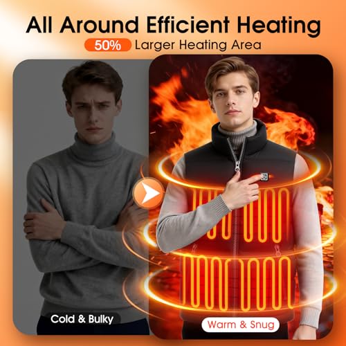 qsvgms Heated Vest for Men, Heated Jacket with 7.4V 16000mAh Battery Pack, Lightweight Rechargeable Heated Vest for Hunt C...