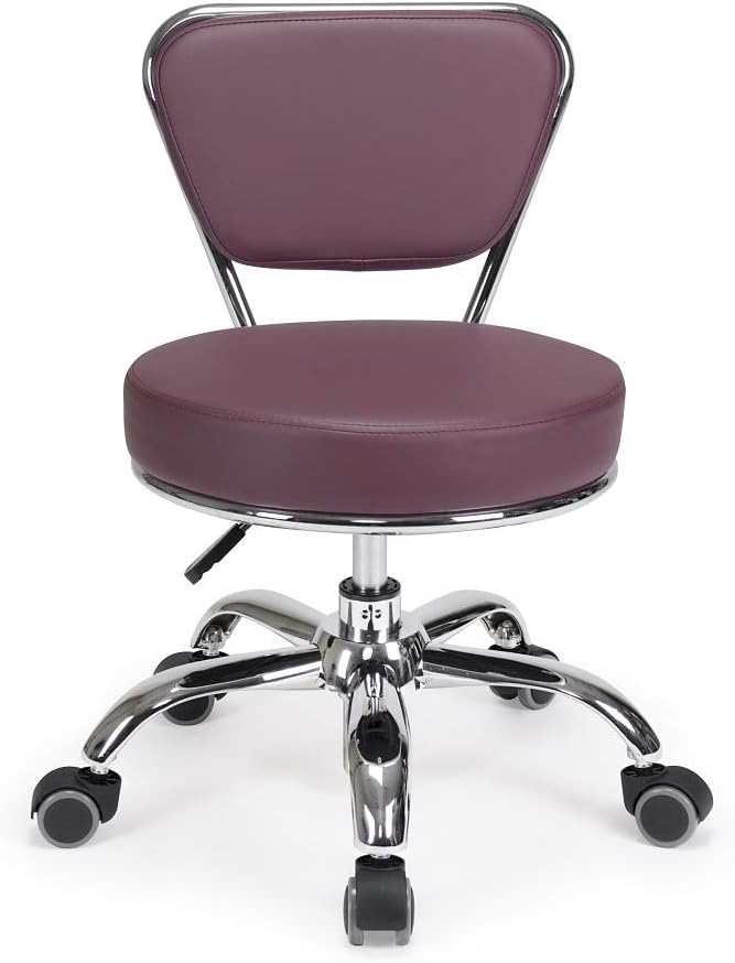 MAYAKOBA Dayton Garage Rolling Seat (Burgundy) Pneumatic, Short Stool with Adjustable Height 13"-15", Perfect for Garage Task, Home Cleaning, Bathroom Short Seat, Technician Task
