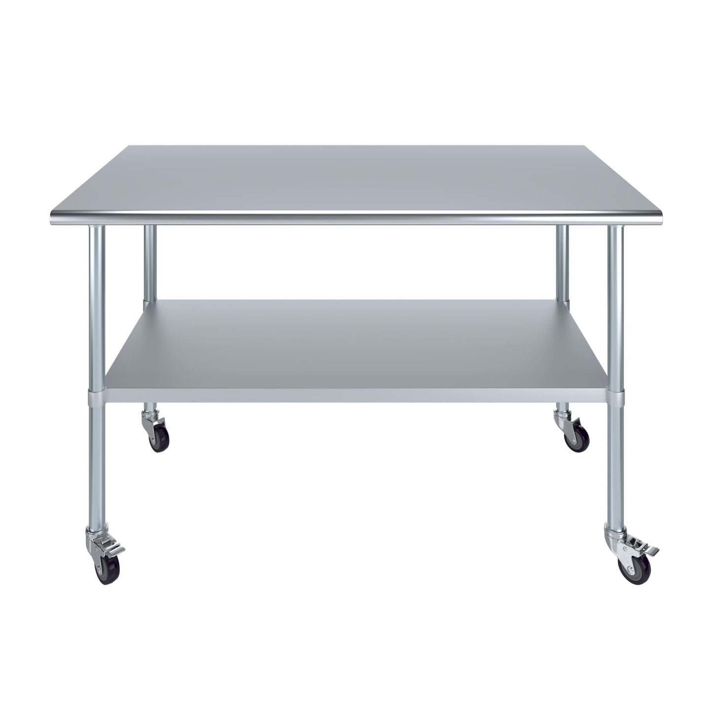 AmGood 30 in. x 60 in. Stainless Steel Work Table with Wheels | Metal Kitchen Food Prep Table | NSF