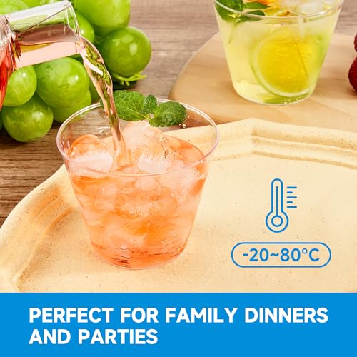 RACETOP 9 oz 200 packs Clear Disposable Plastic Cups, Durable Plastic Cups Tumblers, Perfect for Parties, Wedding and Fest...